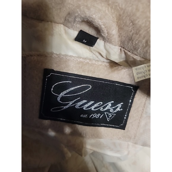 GUESS Women's Light Pink Wool Peacoat Size Medium Double Breasted Bow - Picture 5 of 6